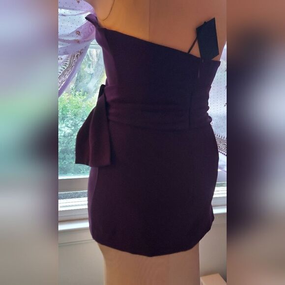 NWT - NBD Lizette Mini Dress with Belt Purple Ponte Fabric Size S - Picture 3 of 13